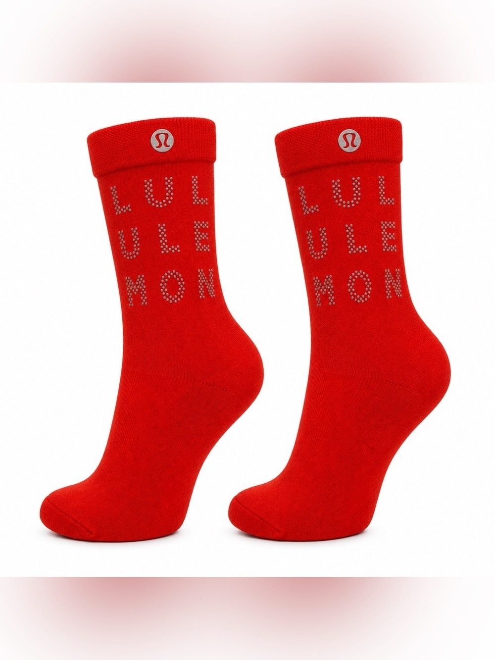Lululemon Power Stride Crew Socks Red Reflective Size XL Unisex NWT 2 Pair